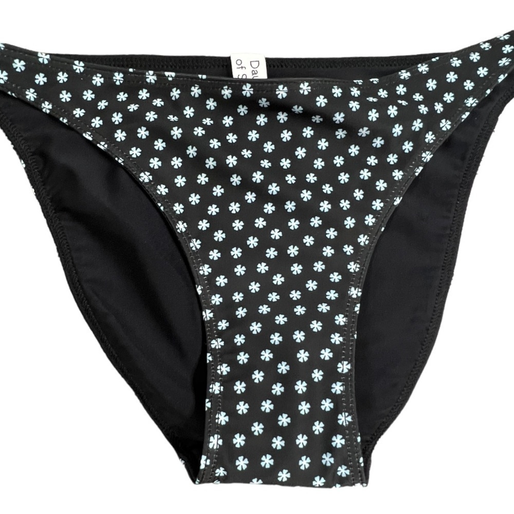 NWT Daughters of Summer Black Floral Print Adjustable Bikini Bottom - Size XS - Picture 2 of 7